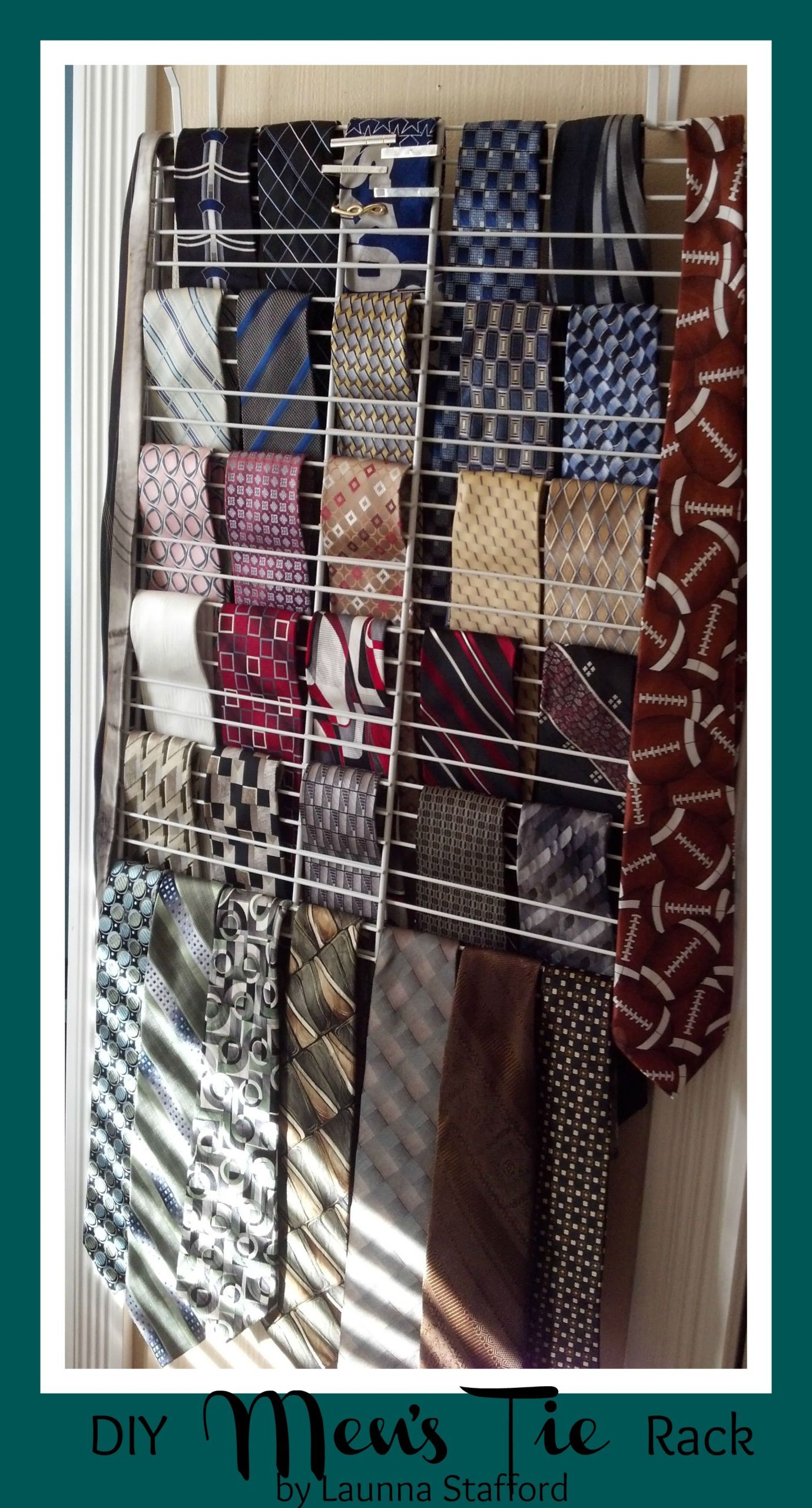 DIY Over The Door Organizer
 Easy DIY tie rack Supplies 2 wire closet racks shelves