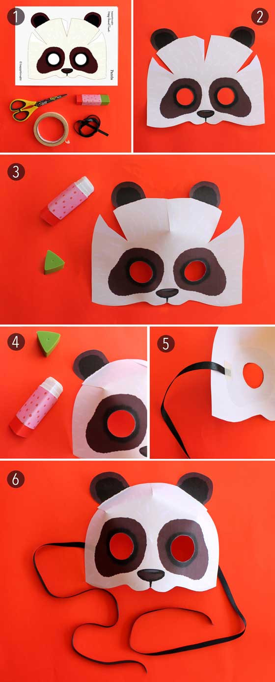 DIY Panda Costume
 Print paper Panda mask Animal mask DIY homemade costume