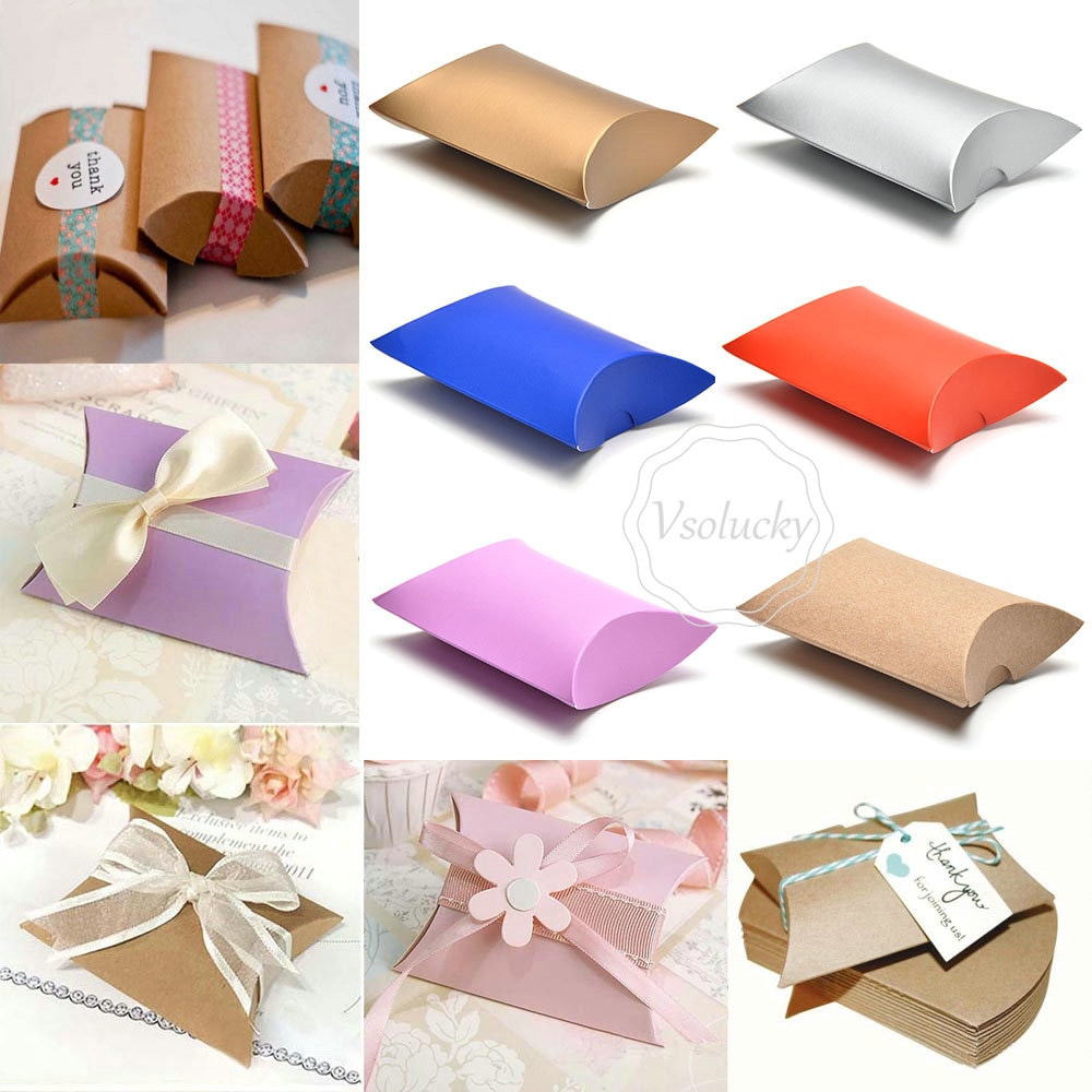 DIY Paper Gift Boxes
 Pillow Wedding Party Favor Paper DIY Gift Box Candy Boxes