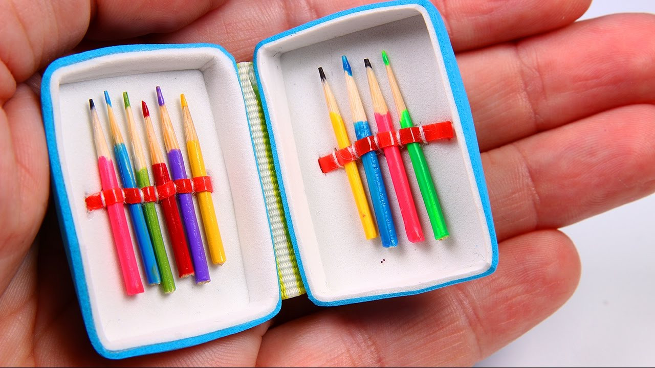 DIY Pencil Box
 DIY Miniature Pencil Case & Colored Pencils