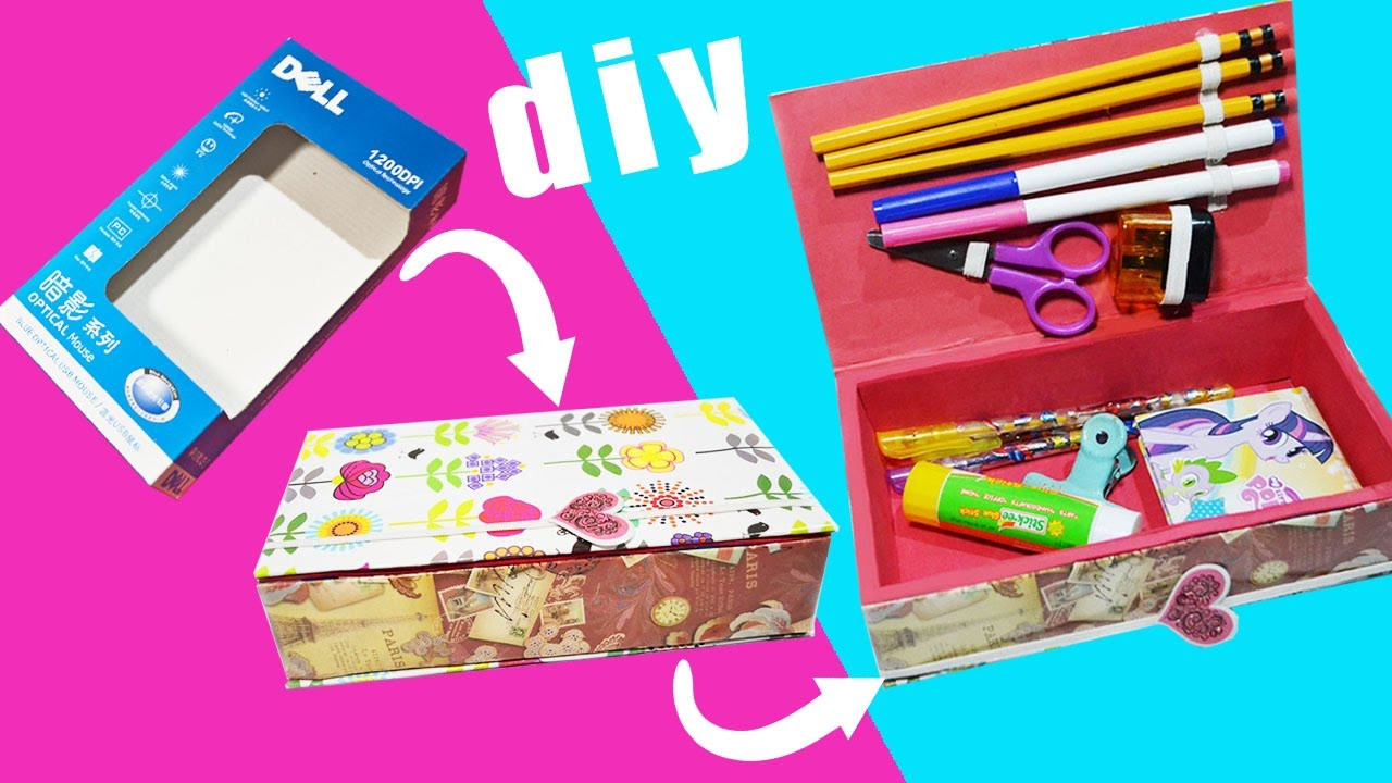 DIY Pencil Box
 DIY PENCIL CASE STORAGE BOX Out of Disposable Box