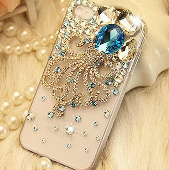 DIY Phone Case Kit
 Items similar to Gemstone Octopus DIY phone case set DIY
