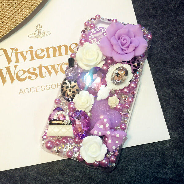 DIY Phone Case Kit
 Fashion 3D Bling light Purple lips DIY Cell Phone iPhone4