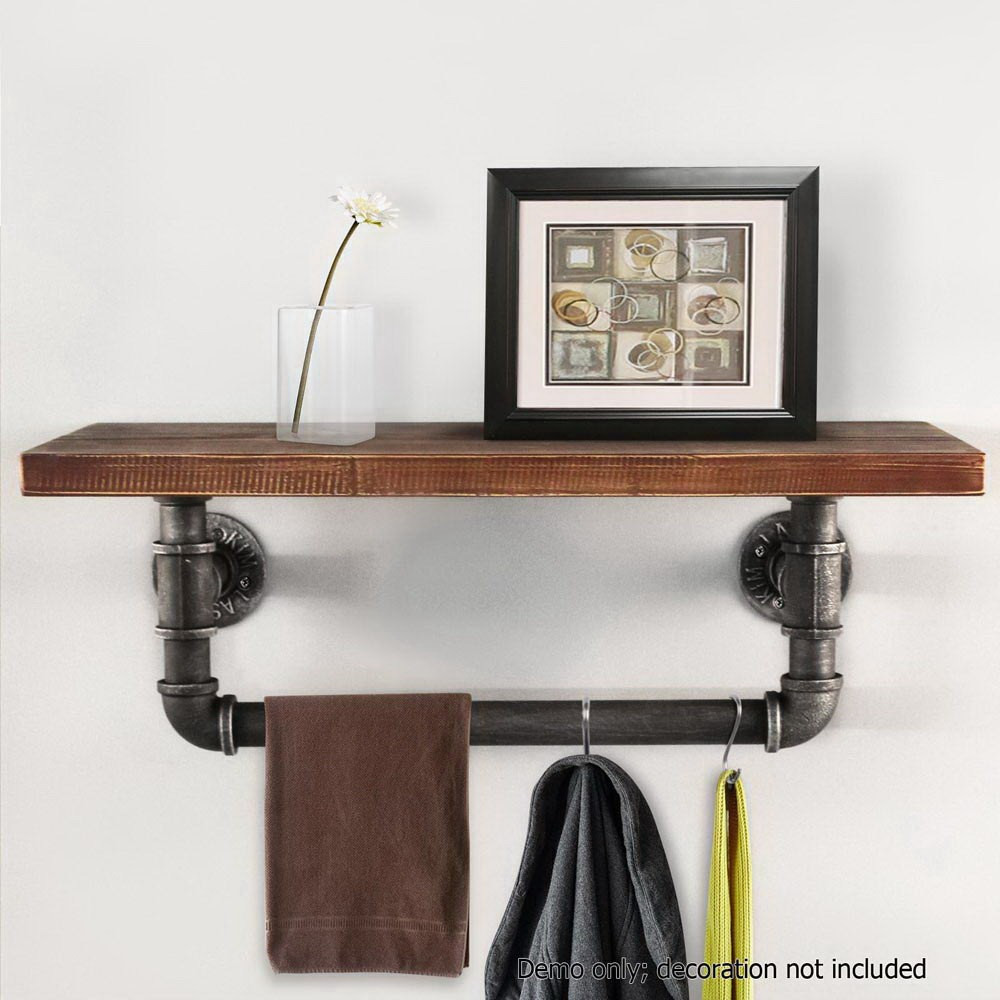 DIY Pipe Rack
 Rustic Industrial DIY Floating Pipe Rack 61cm Shelf