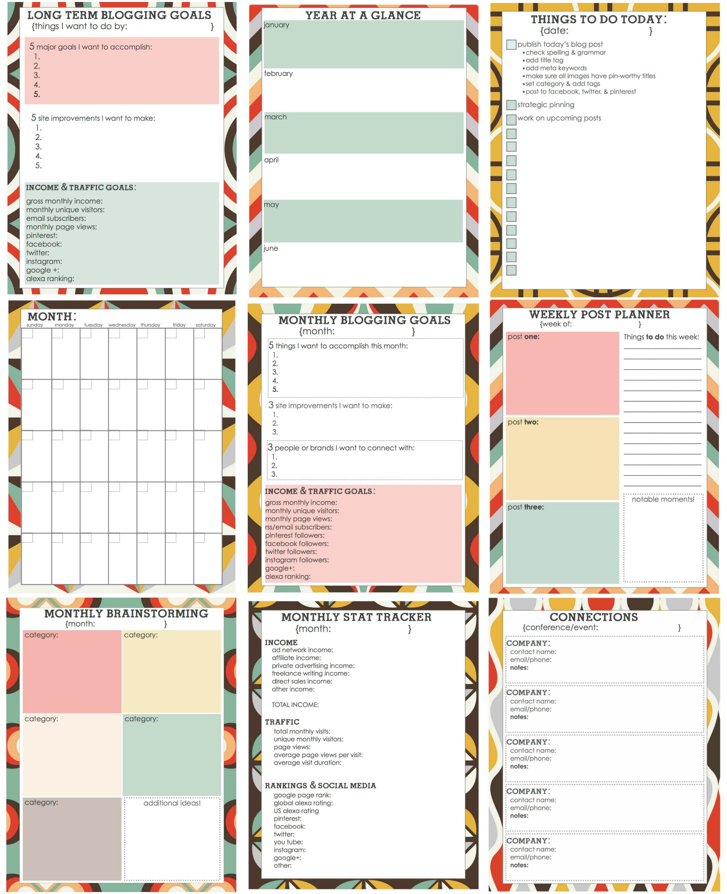 DIY Planner Pages
 Free Printable Blog Planner Living Well Spending Less