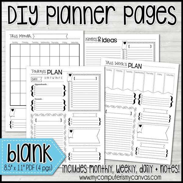 DIY Planner Pages
 NEW DIY BLANK Planner Pages My puter is My Canvas