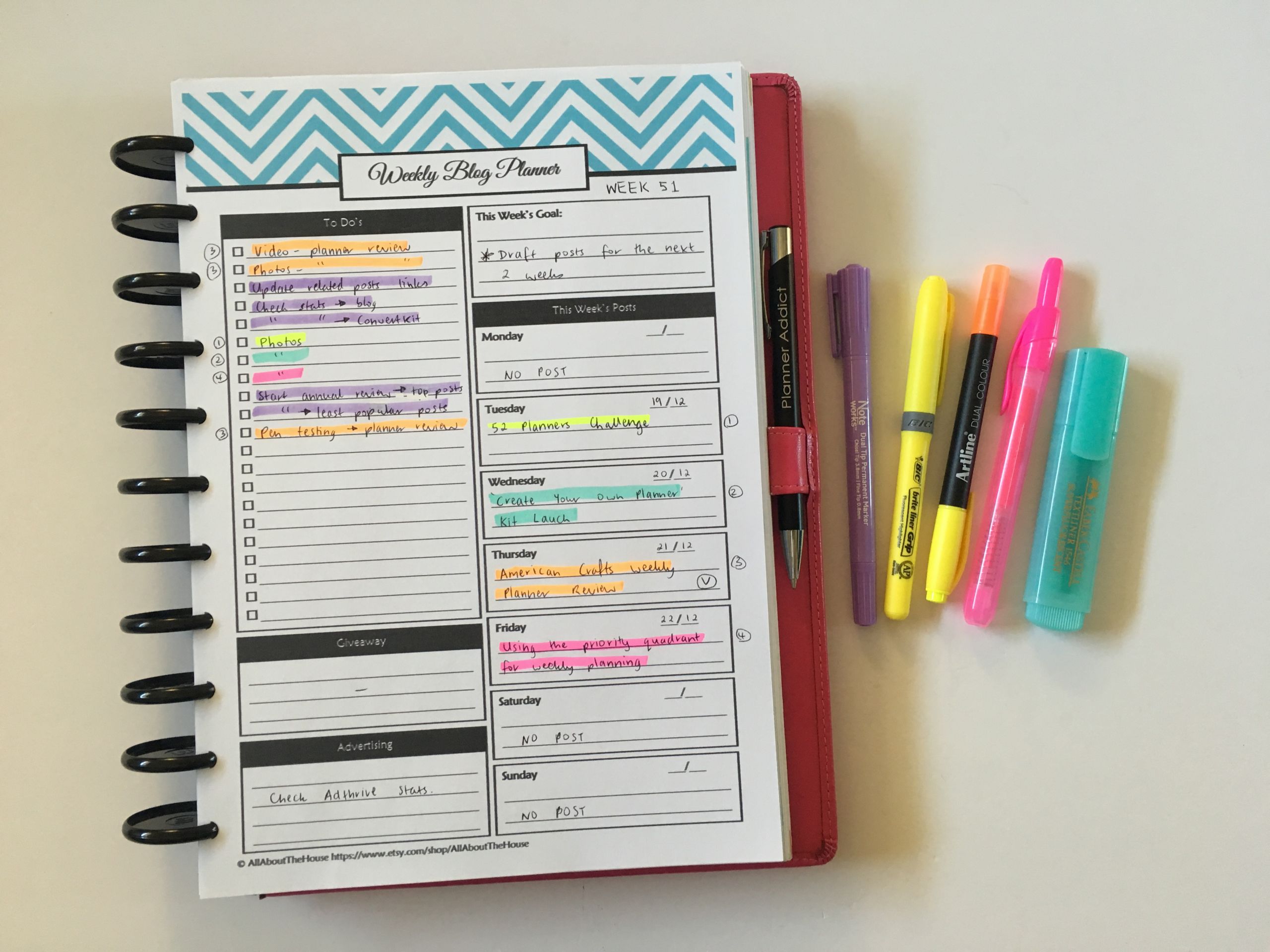 DIY Planner Printables
 Weekly planning using only a printable to do list Week 51