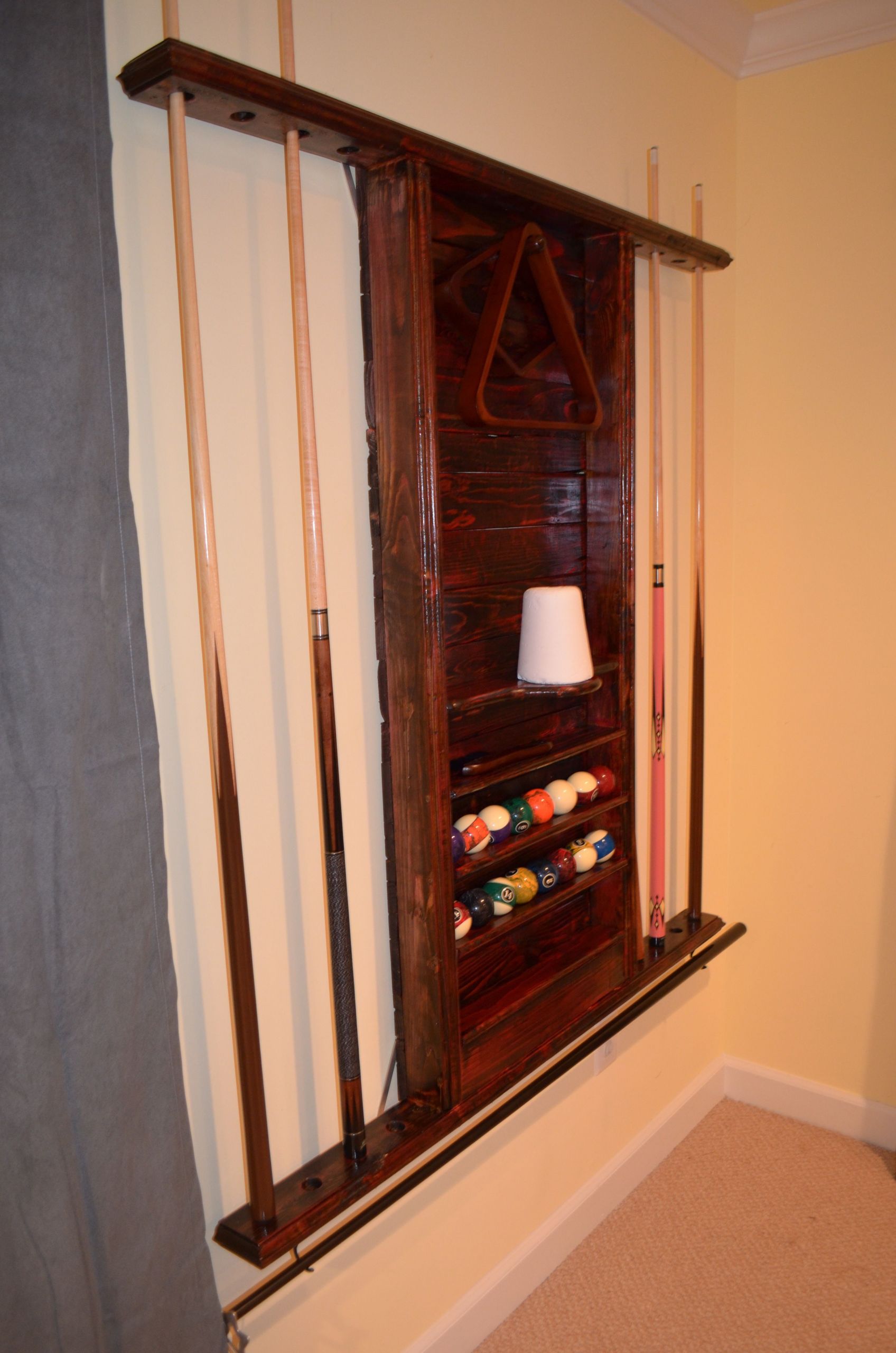 DIY Pool Cue Rack
 Billiard Cue Rack made from pallets We made this from