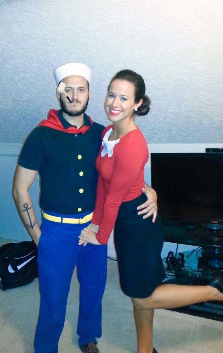 DIY Popeye And Olive Oyl Costume
 DIY Halloween costume for adults Popeye the Sailor Man