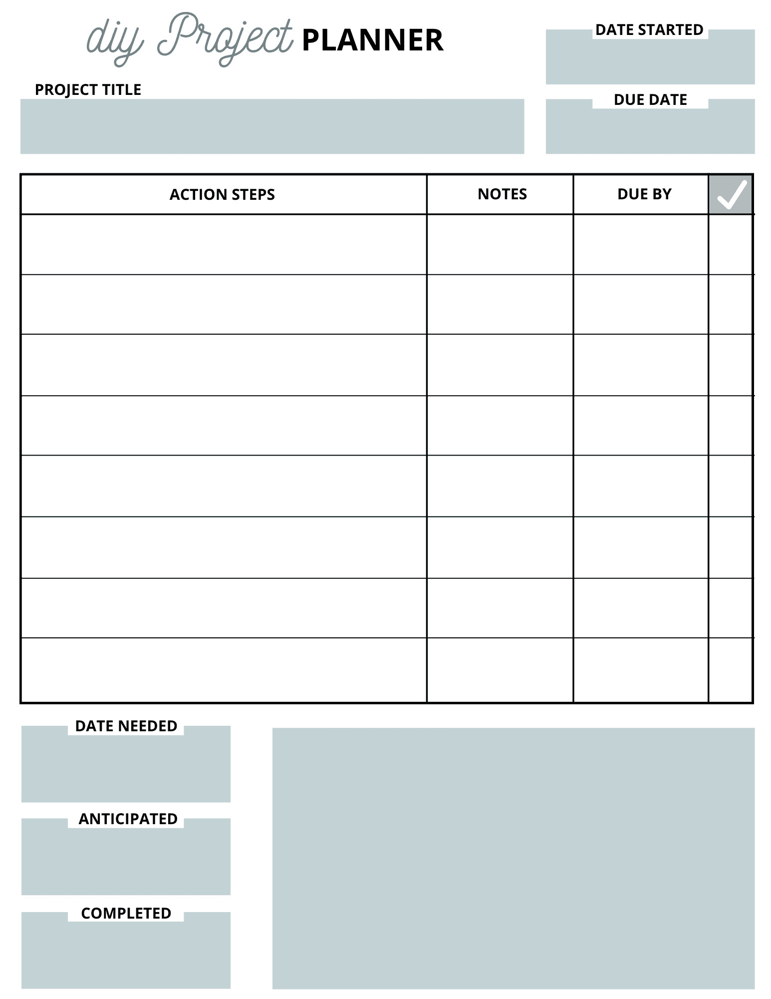 DIY Project Planner
 DIY Project Planner page 2 Make Calm Lovely