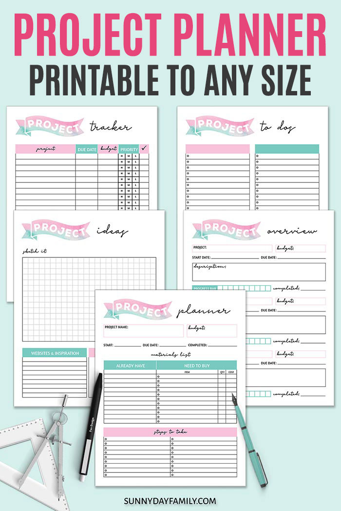 DIY Project Planner
 Project Planner Pages Printable to Any Size Fits the