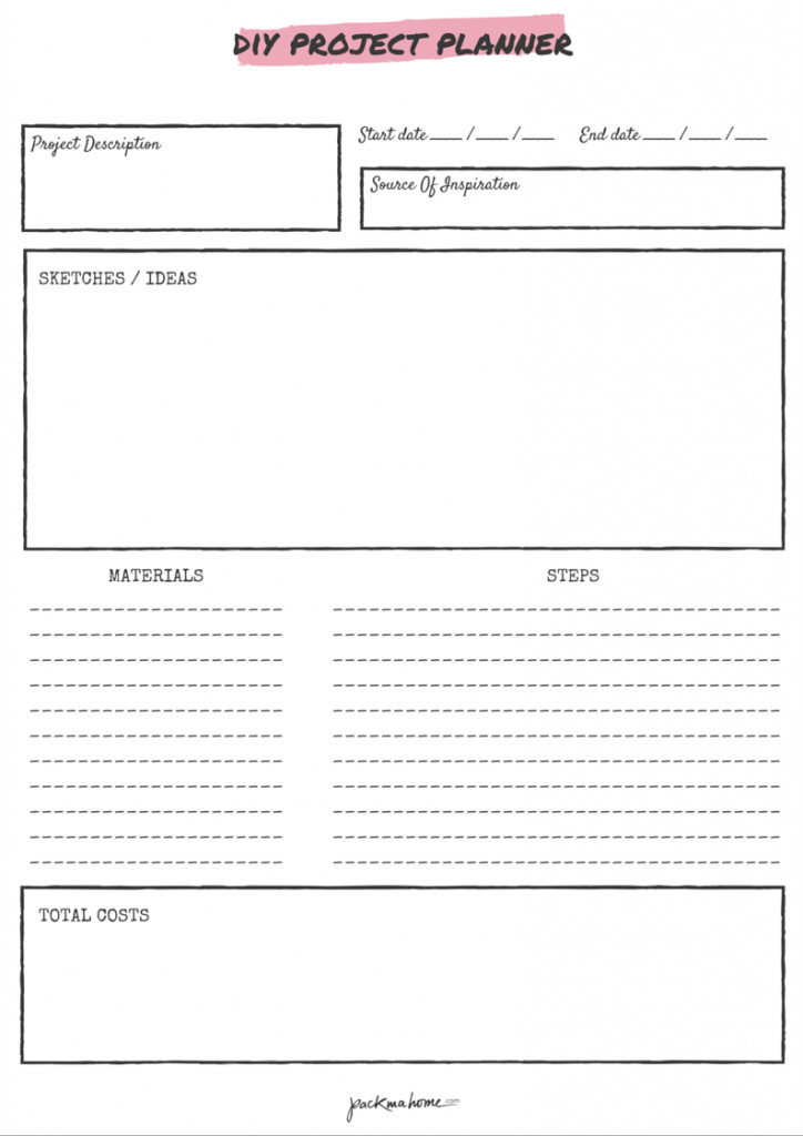 DIY Project Planner
 FREE PRINTABLE DIY PROJECT PLANNER packmahome