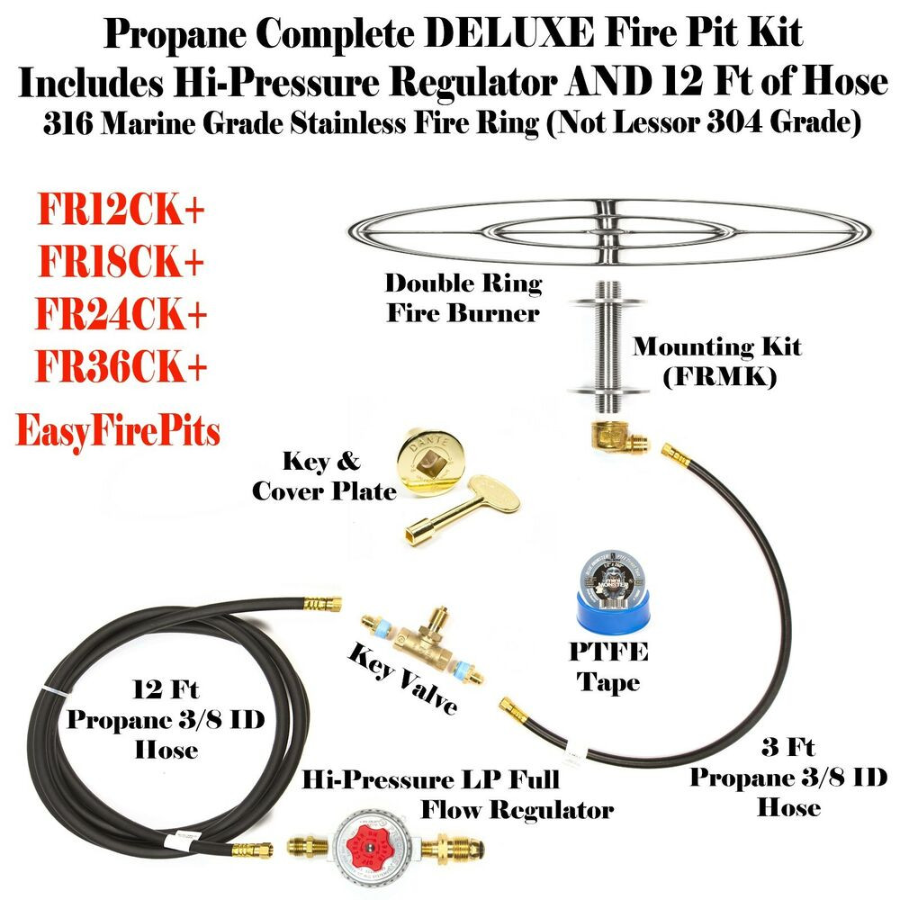 DIY Propane Fire Pit Kits
 FR12CK DIY 12” plete 316 Stainless Deluxe Propane