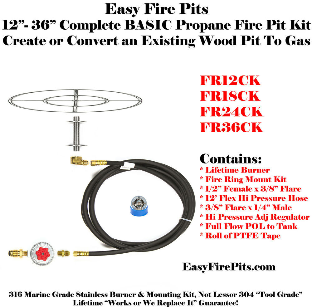 DIY Propane Fire Pit Kits
 FR12CK 12” FIRE RING PLETE BASIC PROPANE FIRE PIT KIT
