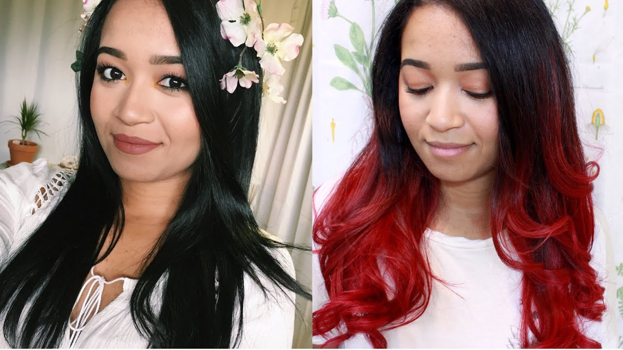 DIY Red Hair
 DIY Black To Red Ombre Hair Transformation