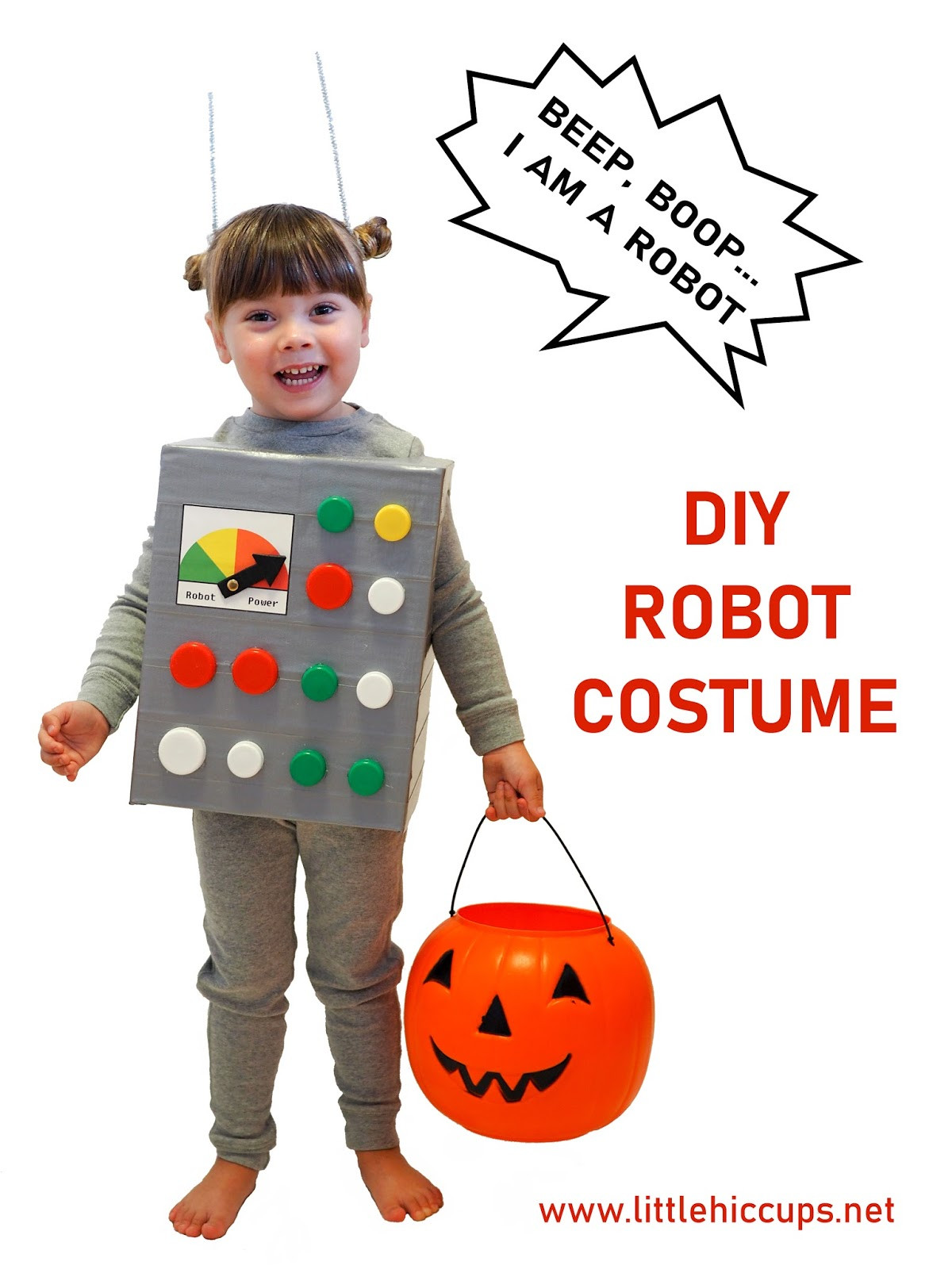 DIY Robot Costume Toddler
 Little Hiccups Last Minute Halloween DIY Robot Costume
