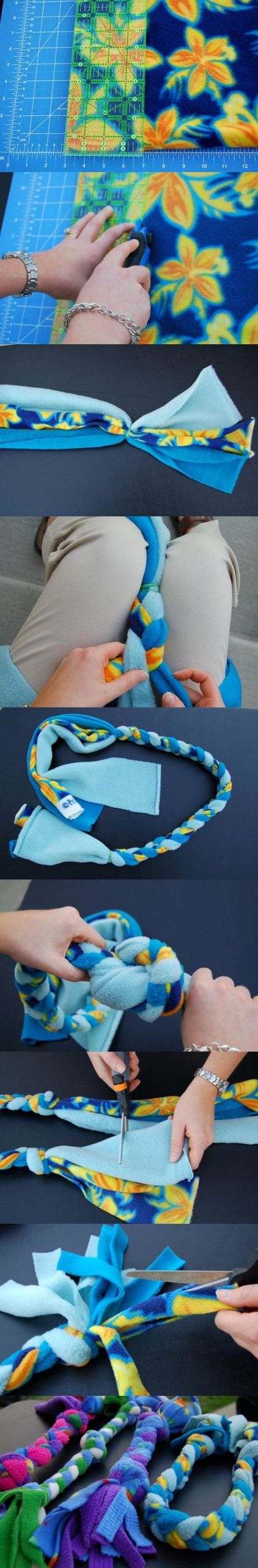 DIY Rope Dog Toy
 DIY Fleece Rope Dog Toy 2 Has dimensions I make these for