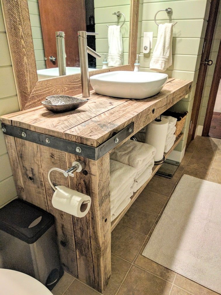 DIY Rustic Bathroom Vanity Plans
 Rustic farmhouse bathroom vanity