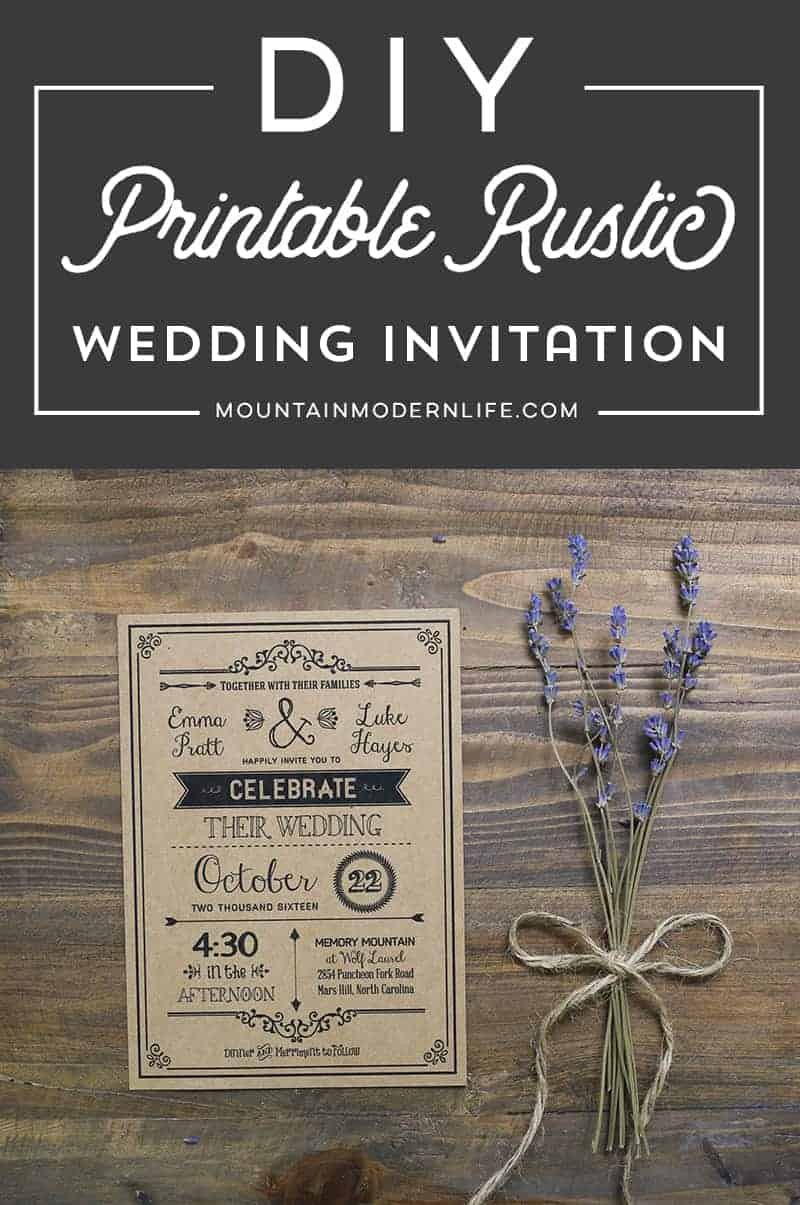 DIY Rustic Wedding Invitations
 Vintage Rustic DIY Wedding Invitation Template