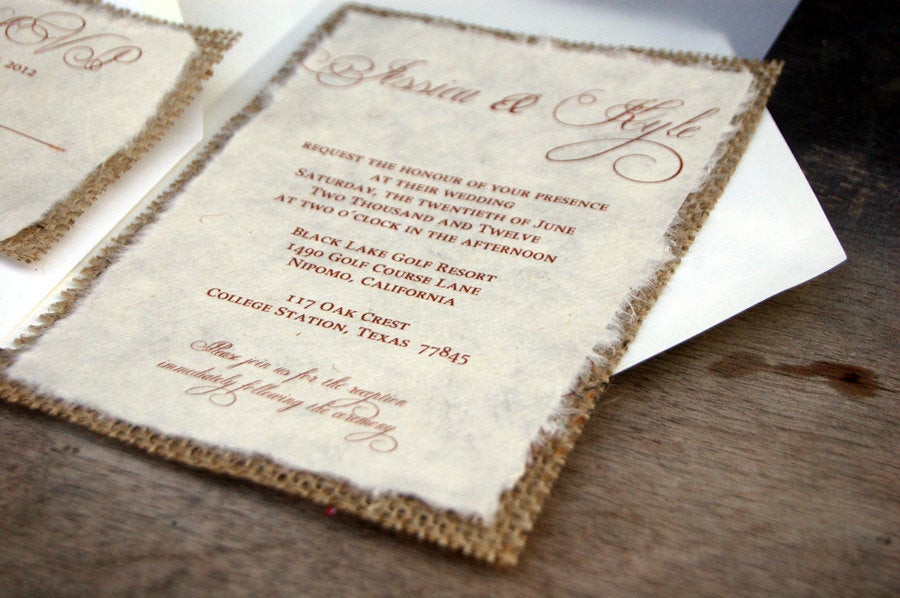 DIY Rustic Wedding Invitations
 D I Y Simple Rustic Burlap Wedding Invitation by