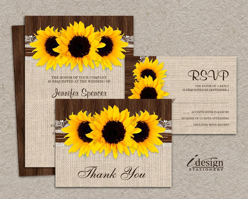 DIY Rustic Wedding Invitations Kits
 DIY Printable Sunflower Wedding Invitation Sets Rustic