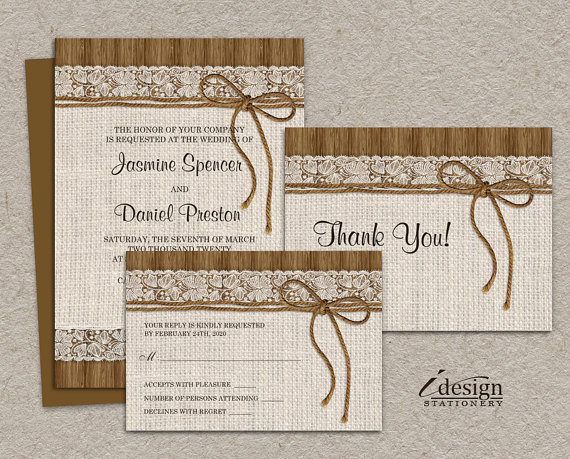 DIY Rustic Wedding Invitations Kits
 DIY Printable Rustic Wedding Invitation Sets Burlap And Lace