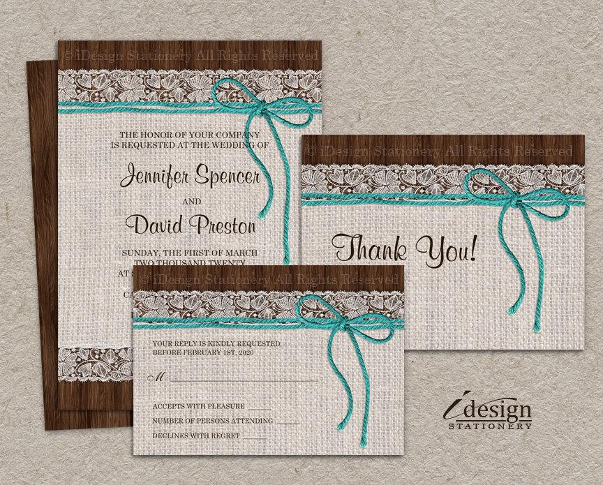 DIY Rustic Wedding Invitations Kits
 DIY Printable Rustic Turquoise Wedding Invitation Sets