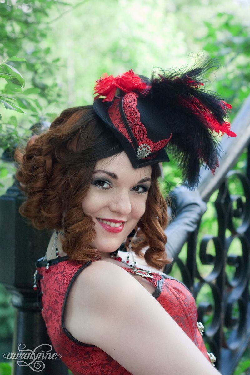 DIY Saloon Girl Costume
 Red Steampunk Saloon Girl Mini Top Hat in 2019