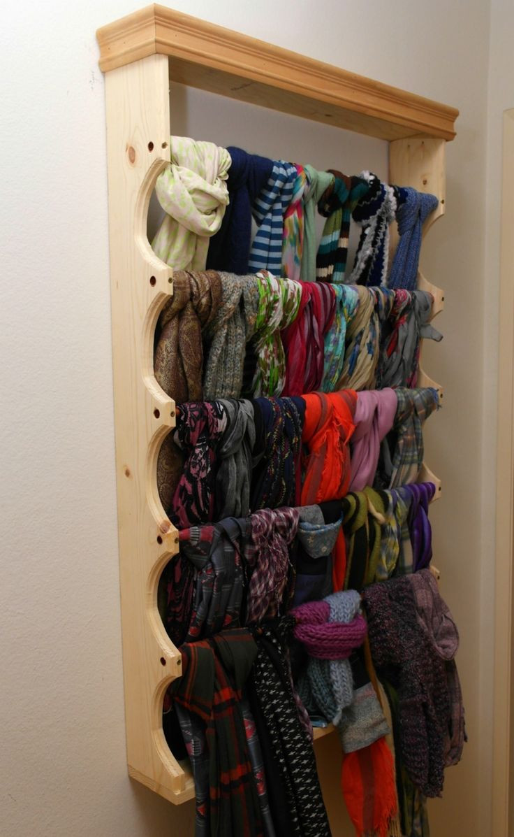 DIY Scarf Organizer
 I built this scarf rack for Zoe and it turned her