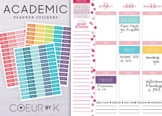 DIY School Planner
 Student Planner Academic Stickers DIY Printable PDF by