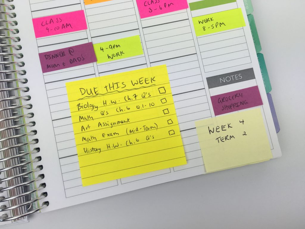 DIY School Planner
 Planner organization 5 Ways to use sticky notes for