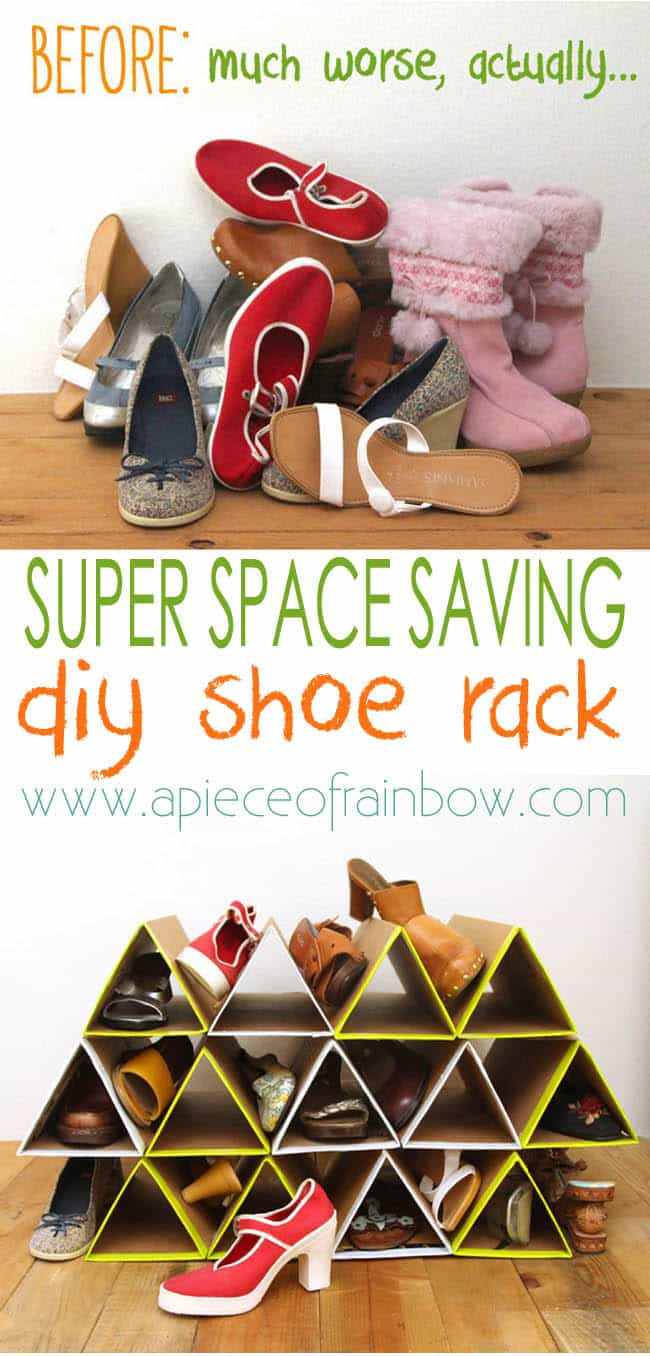 DIY Shoe Organizer For Small Closet
 Super Space Saving DIY Shoe Rack for $0 A Piece