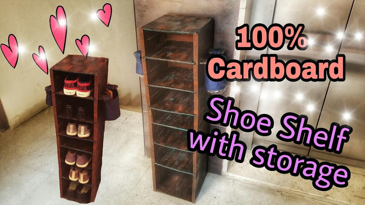 DIY Shoe Rack Cardboard
 DIY Cardboard Furniture Cardboard Shoe shelf Rustic