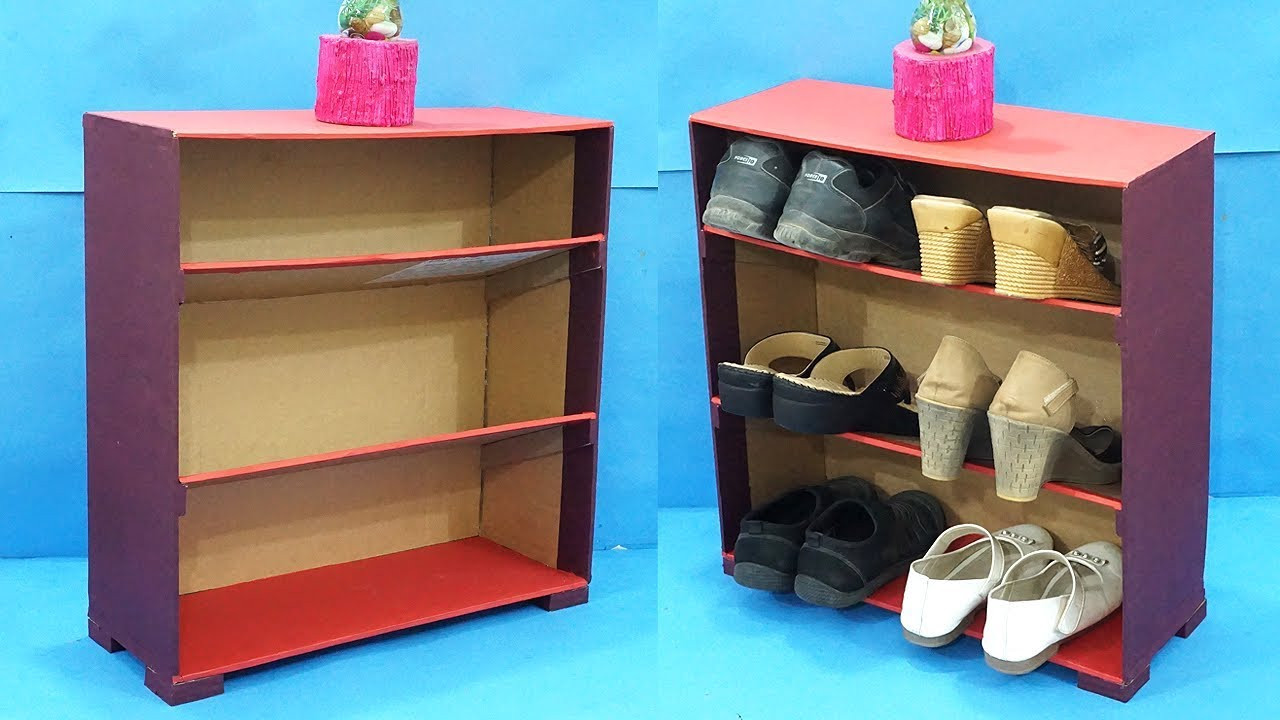 DIY Shoe Rack Cardboard
 Make Shoe Rack from Waste Cardboard DIY Shoe Rack