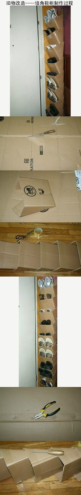 DIY Shoe Rack Cardboard
 Homemade Shoe Hanger