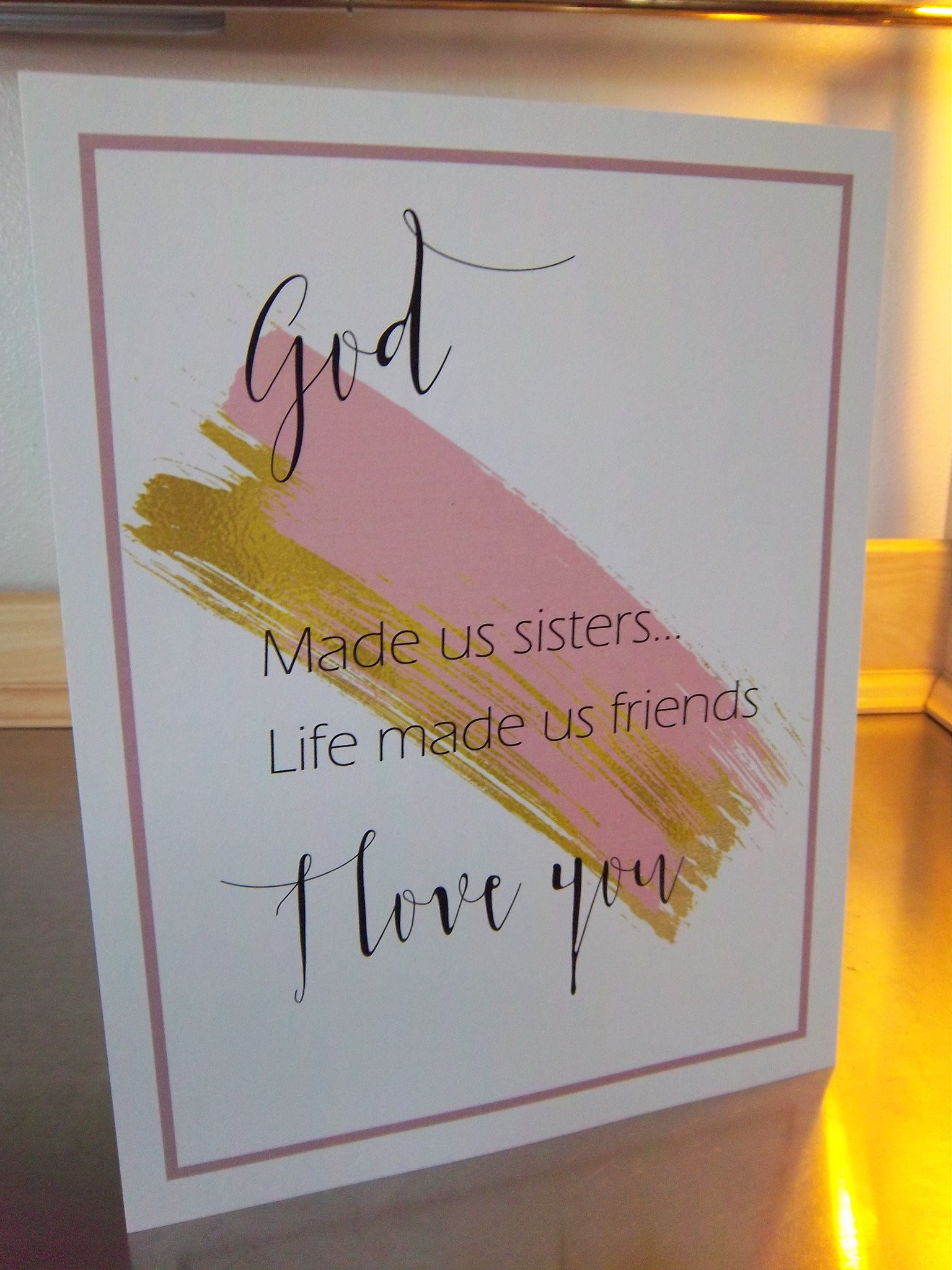 DIY Sister Gifts
 Sister t art print unframed pink gold wall decor sister