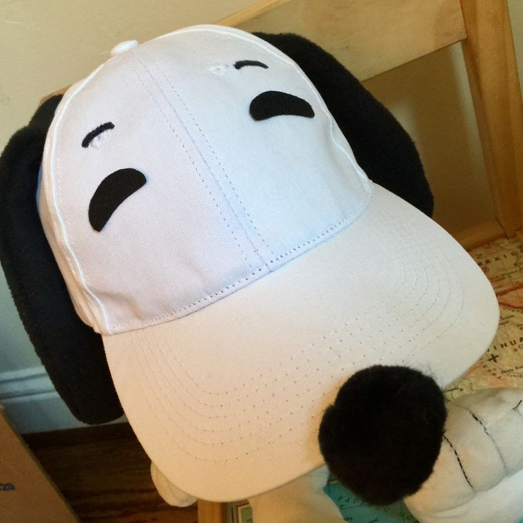 DIY Snoopy Costume
 Easy Snoopy costume from a white baseball cap fleece ears