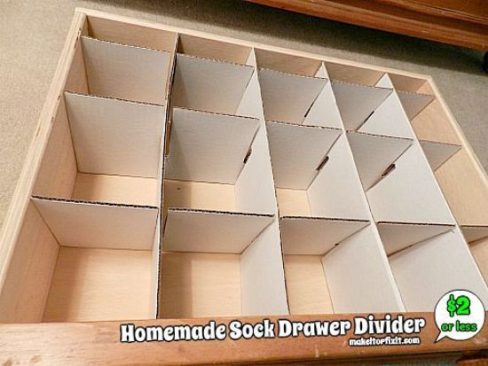 DIY Sock Drawer Organizer
 Homemade Sock Drawer Divider
