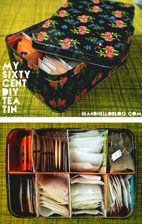 DIY Tea Organizer
 85 Insanely Clever Organizing and Storage Ideas for Your