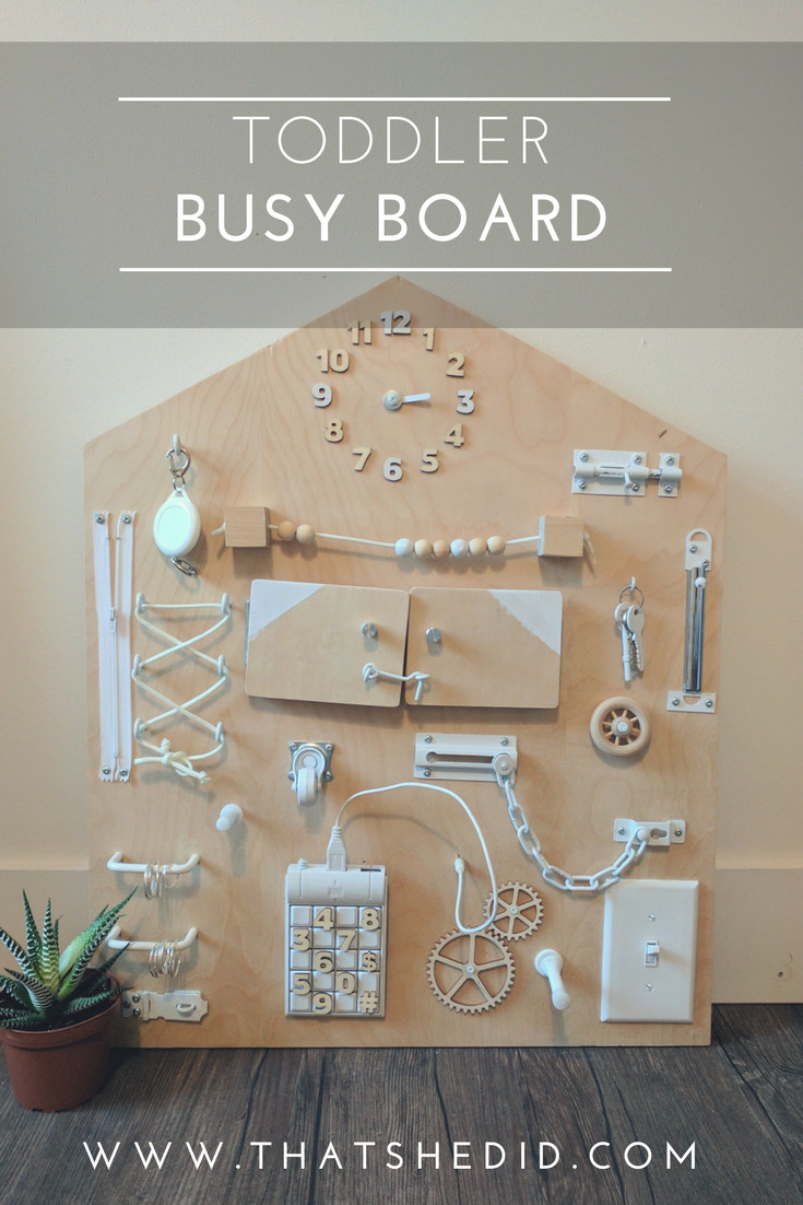 DIY Toddler Activity Board
 Apr 28 TODDLER BUSY BOARD