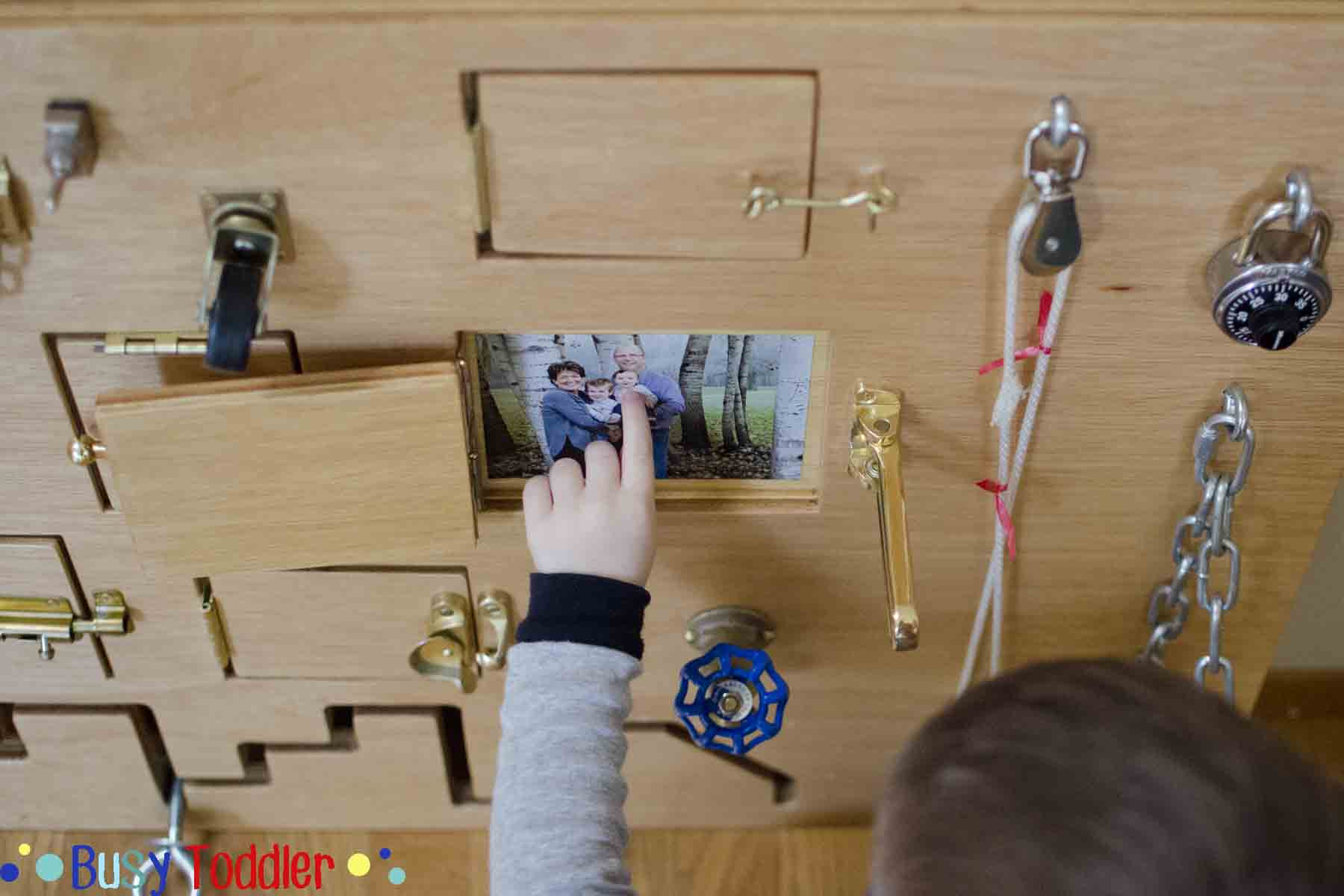 DIY Toddler Activity Board
 Toddler Busy Board Peek a Boo Edition Busy Toddler