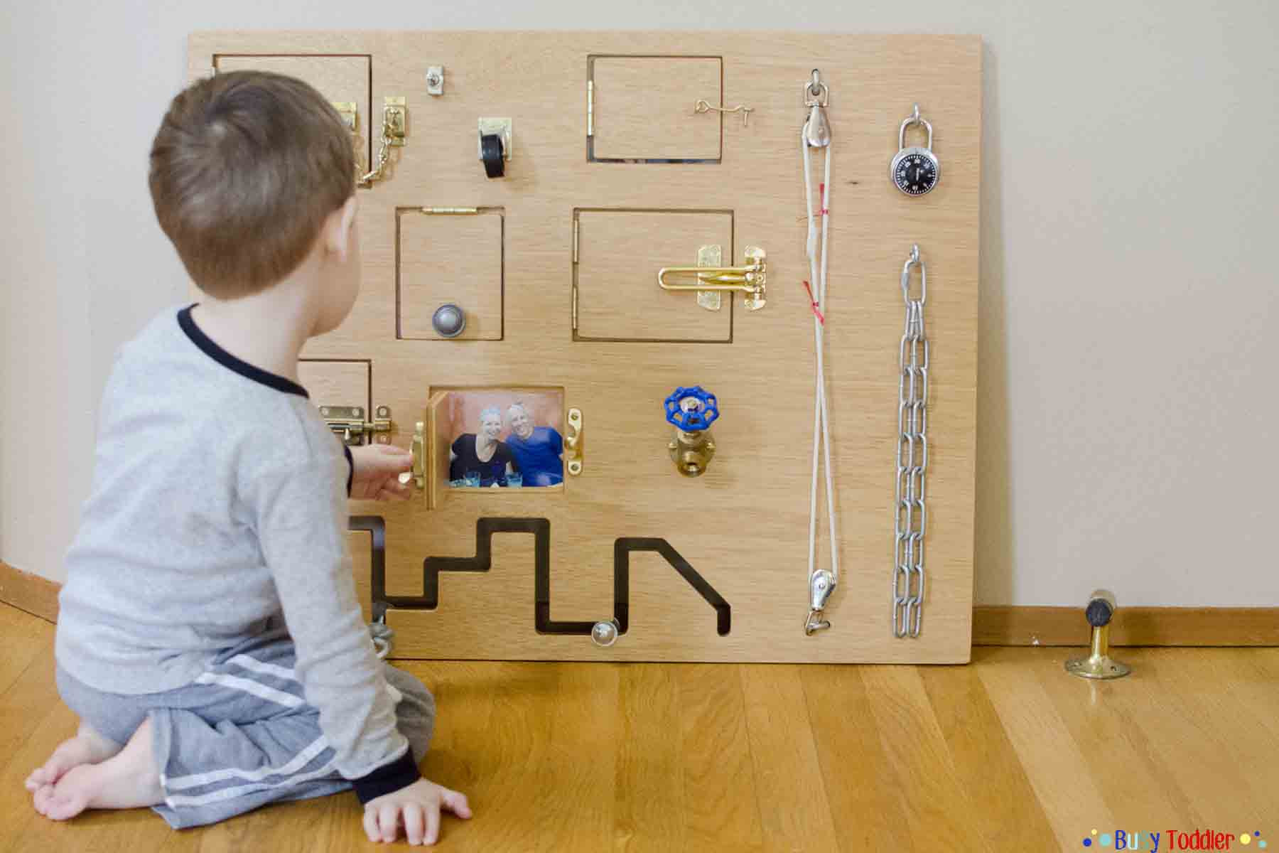 DIY Toddler Activity Board
 Toddler Busy Board Peek a Boo Edition Busy Toddler