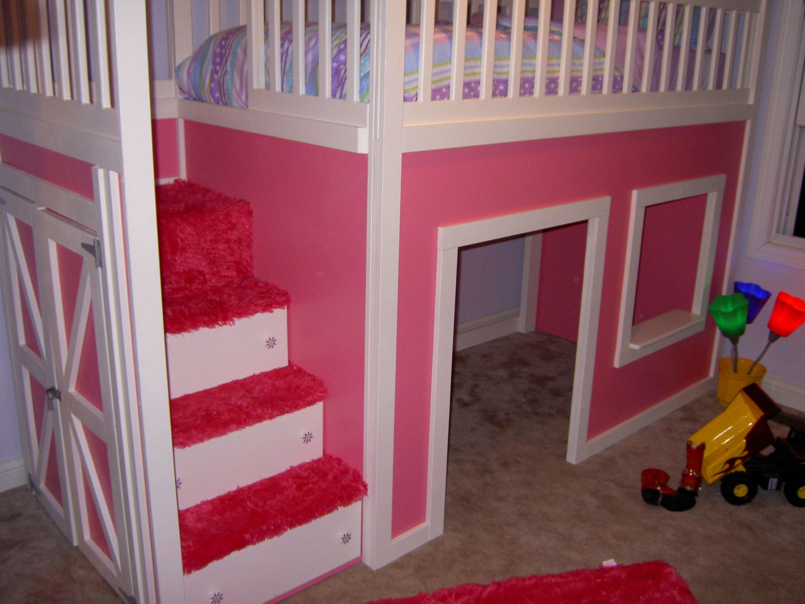 DIY Toddler Bed With Storage
 cubby bed with safe steps instead of a ladder