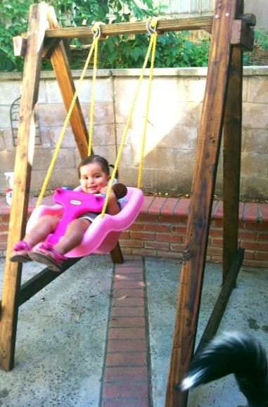 DIY Toddler Swing
 Use 2x4 s nails and any swing you want to make your