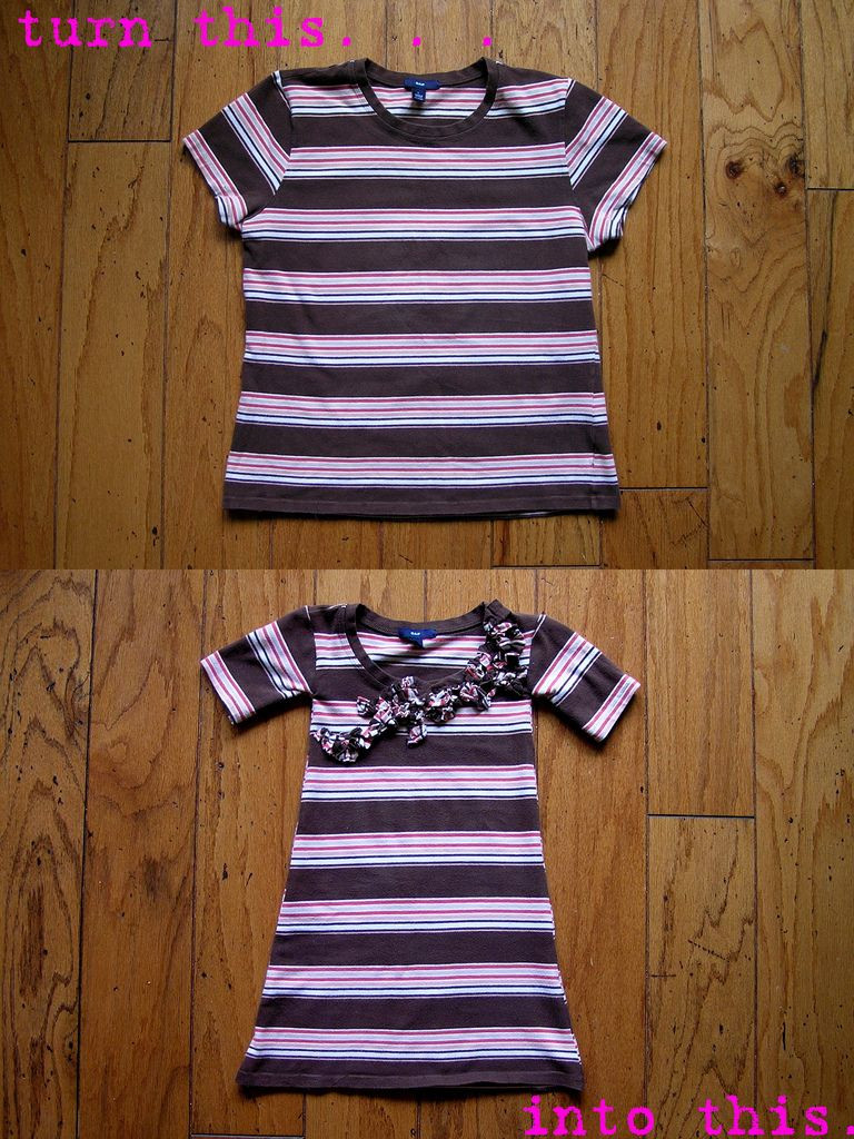DIY Toddler T Shirt Dress
 t shirt to toddler dress could make matching outfits