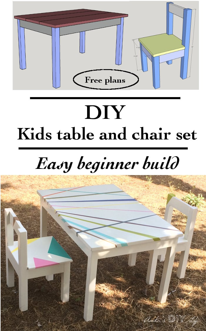 DIY Toddler Table And Chairs
 Easy DIY Kids Table and Chair set with Free Plans Anika