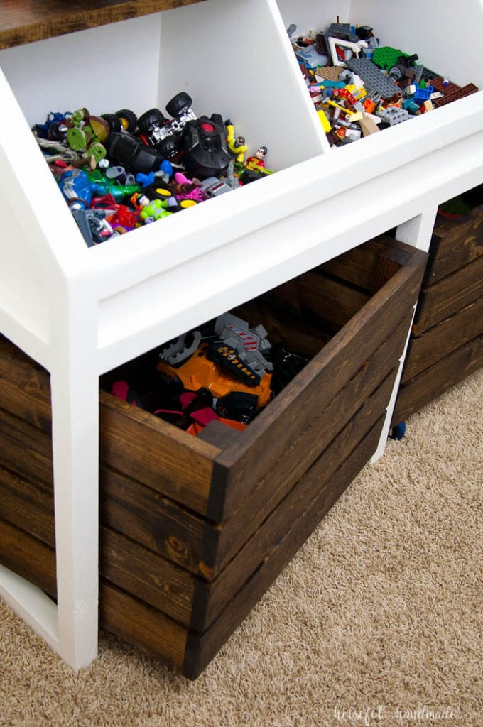 DIY Toy Bin Organizer
 Rustic Toy Storage Unit Build Plans Houseful of Handmade