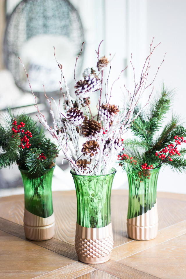 DIY Vase Decorating
 Metallic Dipped Christmas DIY Vase