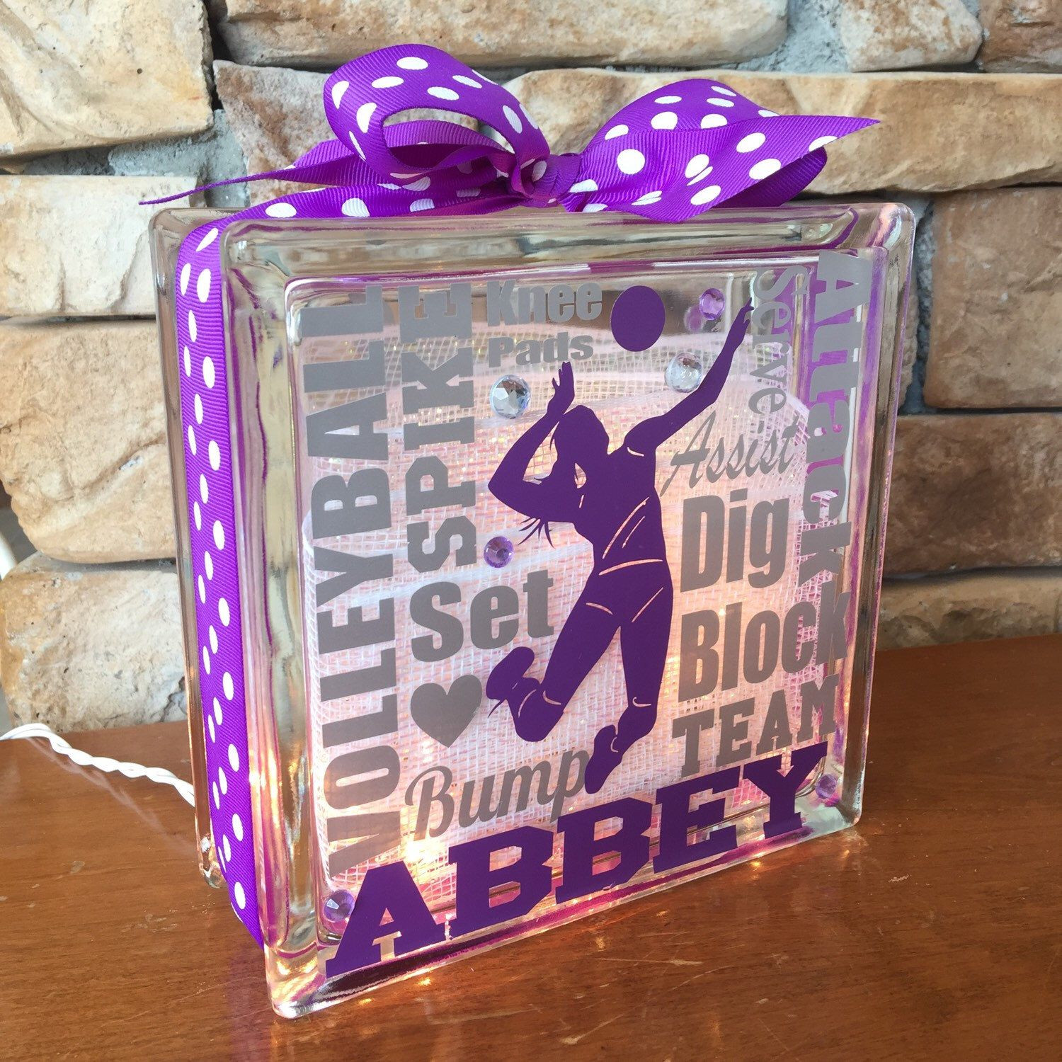 DIY Volleyball Gifts
 Volleyball Typography DIY Vinyl For Glass Block