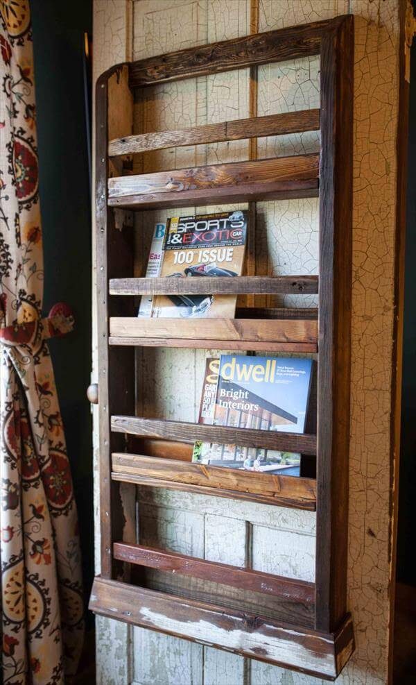 DIY Wall Magazine Rack
 Pallet Wood Wall Hanging Magazine Rack – 101 Pallets